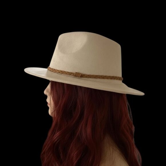 Beige Suede Western Fedora Hat NWT main image 4